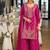 Red embroidered chinon kurta trouser dupatta set