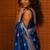Blue ethnic motifs zari silk blend banarasi saree