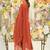 Orange embroidered silk blend kurta trouser dupatta set