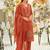 Orange embroidered silk blend kurta trouser dupatta set