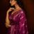 Purple ethnic motifs zari silk blend banarasi saree