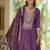 Purple embroidered silk blend kurta trouser dupatta set