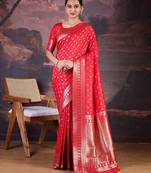 Red woven design banarasi saree
