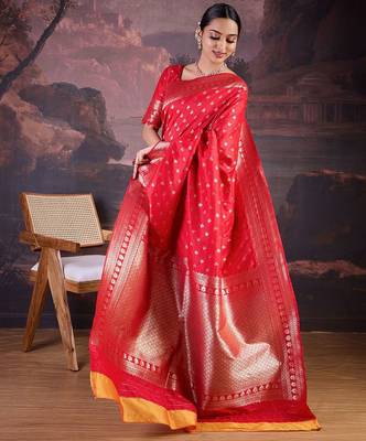 Red woven design banarasi saree 2