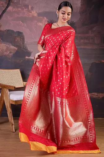 Red woven design banarasi saree