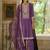 Purple embroidered silk blend kurta trouser dupatta set