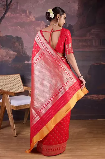 Red woven design banarasi saree