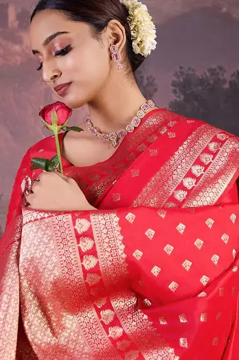Red woven design banarasi saree