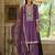 Purple embroidered silk blend kurta trouser dupatta set