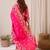 Pink printed chanderi silk kurta trouser dupatta set