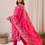 Pink printed chanderi silk kurta trouser dupatta set
