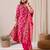 Pink printed chanderi silk kurta trouser dupatta set