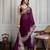 Purple heavy embroidered border saree
