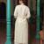 Off white printed viscose rayon kurta trouser dupatta set