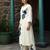 Off white printed viscose rayon kurta trouser dupatta set