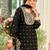 Black embroidered chinon kurta trouser dupatta set