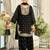 Black embroidered chinon kurta trouser dupatta set
