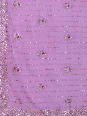 Lavender embellished saree with blouse piece 4