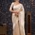 Cream woven design pure linen banarasi saree