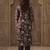 Navy blue embroidered cotton blend kurta trouser dupatta set