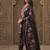 Navy blue embroidered cotton blend kurta trouser dupatta set