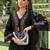 Black embroidered pure cotton kurta trouser dupatta set