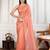 Peach embroidered work saree with blouse piece