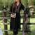 Black embroidered pure cotton kurta trouser dupatta set