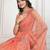 Peach embroidered work saree with blouse piece