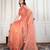 Peach embroidered work saree with blouse piece