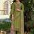 Green embroidered liva kurta trouser dupatta set