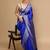 Blue woven design banarasi saree with unstitched blouse