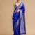 Blue woven design banarasi saree with unstitched blouse