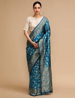 Blue woven design banarasi saree 2