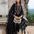 Black embroidered silk blend kurta trouser dupatta set