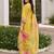 Yellow embroidered pure cotton kurta trouser dupatta set