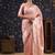 Pink woven design linen banarasi saree