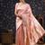 Pink woven design linen banarasi saree