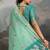 Sea green floral pure cotton designer muga saree