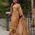 Yellow embroidered linen kurta trouser dupatta set