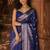 Blue ethnic motifs zari silk blend banarasi saree
