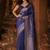 Blue ethnic motifs zari silk blend banarasi saree