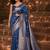 Blue woven design zari silk blend banarasi saree