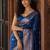 Blue woven design zari silk blend banarasi saree