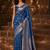 Blue woven design zari silk blend banarasi saree