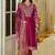 Pink embroidered silk blend kurta trouser dupatta set