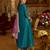 Blue embroidered silk blend kurta trouser dupatta set