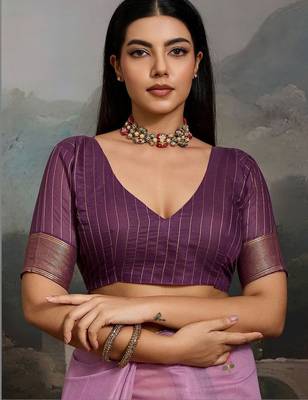 Lavender ethnic motifs pure cotton designer muga saree 4