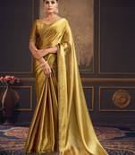 Gold pure chiffon zari saree with blouse