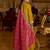 Yellow embroidered silk blend kurta trouser dupatta set